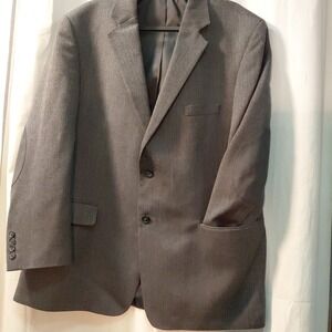 Elbow Patch Sport Coat Blazer Herringbone Wool Vintage Academia Jacket 44R